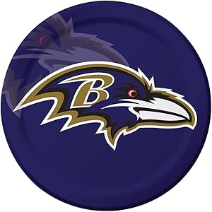 Creative Converting Officially Licensed NFL Dinner Paper Plates, 96-Count, Baltimore Ravens