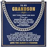 VIRAGIL To My Grandson Necklace - Cuban Link Chain with Message Card and Gift Box