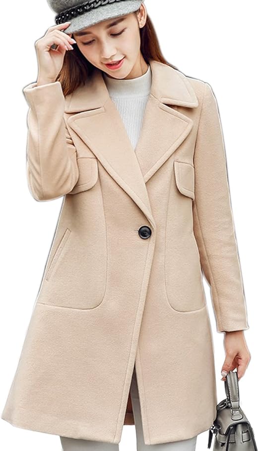 Amazon Oh レディース ラシャコート チェスター コート ダッフルコート アウター テーラード スーツ ロング丈 長袖 無地 上品 シルエット 前開き ポケット付き スリム カジュアル 防寒 おしゃれ 韓国 シンプル オフィス 秋冬 S キャメル コート ジャケット 通販