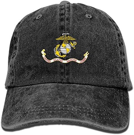 MMGVSGKKUnited States Marine Corps Unisex Flat Bill Hip Hop Cap Baseball Hat Head-wear Cotton Trucker Hats Black