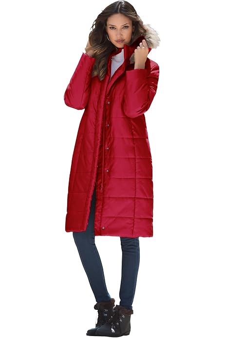 Amazon.com: Roaman's Women's Plus Size Maxi-Length Puffer Jacket With Hood Winter  Coat - M, Black : Clothing, Shoes u0026 Jewelry