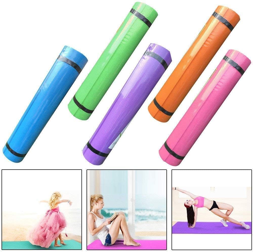 BYECHOW Exercise Mat Yoga,Non-Slip Fitness Mat Exercise Floor Pad for Camping, Hiking, Travel, Yoga, Pilates, Gym, Abdominal Exercise, Fitness Workout