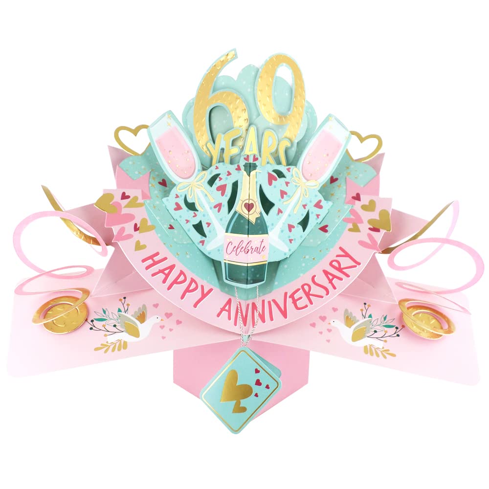 69 Years Happy 69th Anniversary Pop-Up Greeting Card Love Kate's 3D Pop Up Cards POP216MC69
