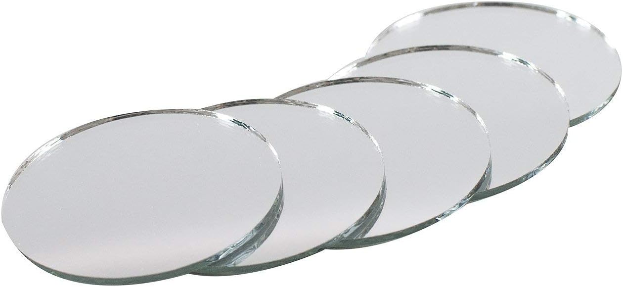Glasso Round Glass Mirror 14mm 100 Pieces for Arts & Crafts Project Framing Decoration Embroidery