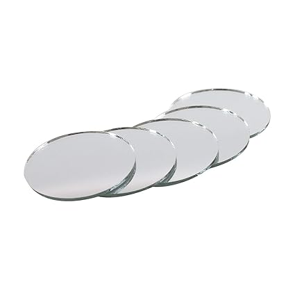 Glasso Round Glass Mirror 5mm 375 Pieces for Arts & Crafts Project Framing Decoration Embroidery