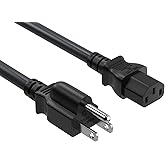 Cable Leader 6ft 14 AWG NEMA 5-15P to IEC C13 PC Power Cord, Black | Heavy Duty 3 Prong AC Replacement for Computer, Monitor, Printer, TV, Server &amp; UPS, 15A 125V SJT