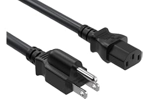 CABLE LEADER CableLeader 1ft 14 AWG Universal Power Cord IEC320 C13 to NEMA 5-15P, Extension Power Cord, Compatible with Computers, Monitors, Printers & TVs, Black, Pack of 1