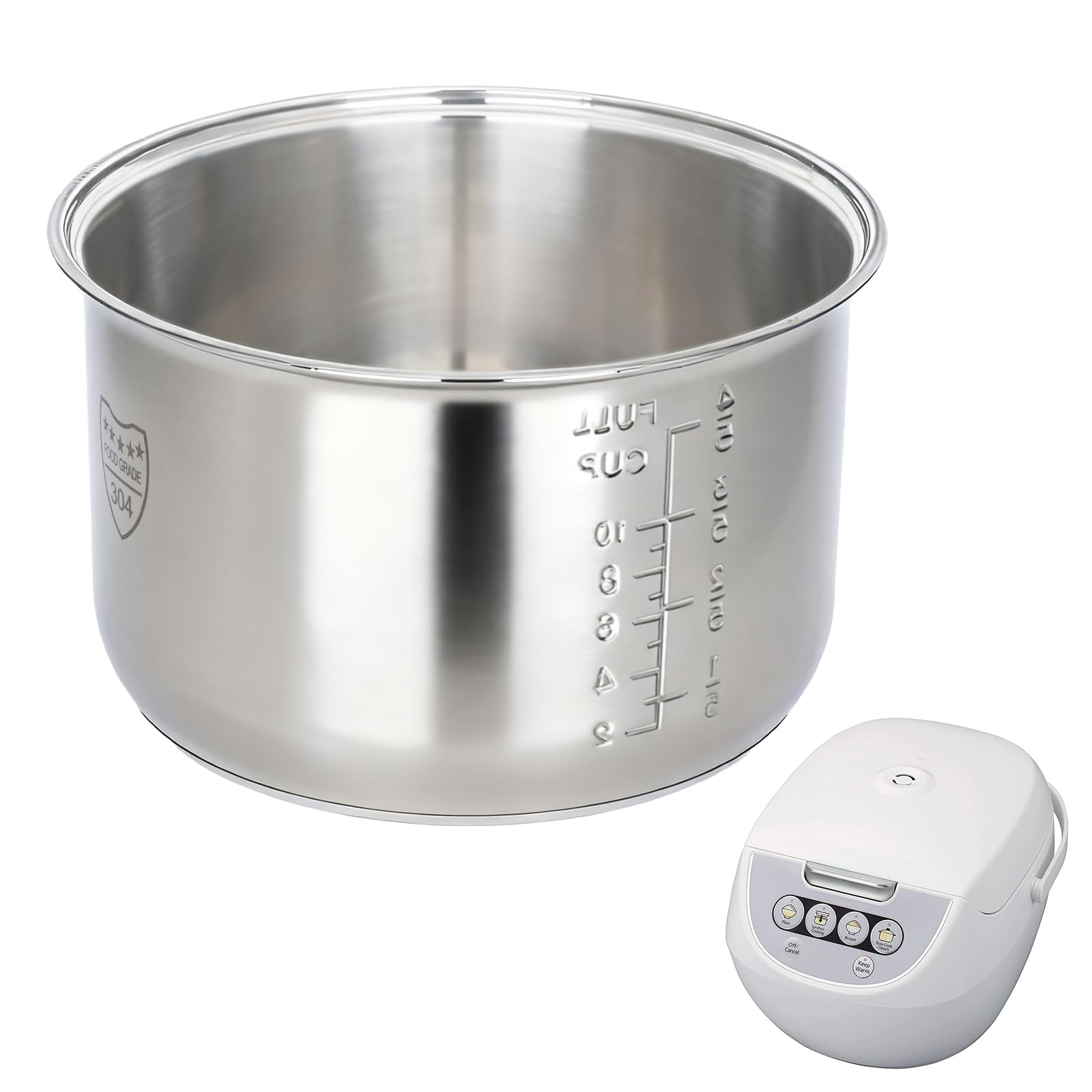 Photo 1 of Rice Cooker 10 Cup Inner Pot Compatible with Tiger JBV-A18U,Non-Stick 304 Stainless Steel,Rice Cooker Rplacement Pot,Dishwasher Safe