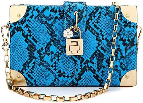 Manyysi Snakeskin Handbag Ladies Party Prom Evening Box Clutch Crossbody Shoulder Chain Bag