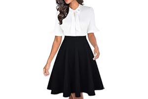 RANPHEE Women Summer Floral Ruffle Sleeve Wear to Work Church Wedding Guest Party Dresses