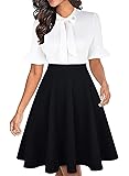 Womens Dresses Black and White Modest Short Sleeve
