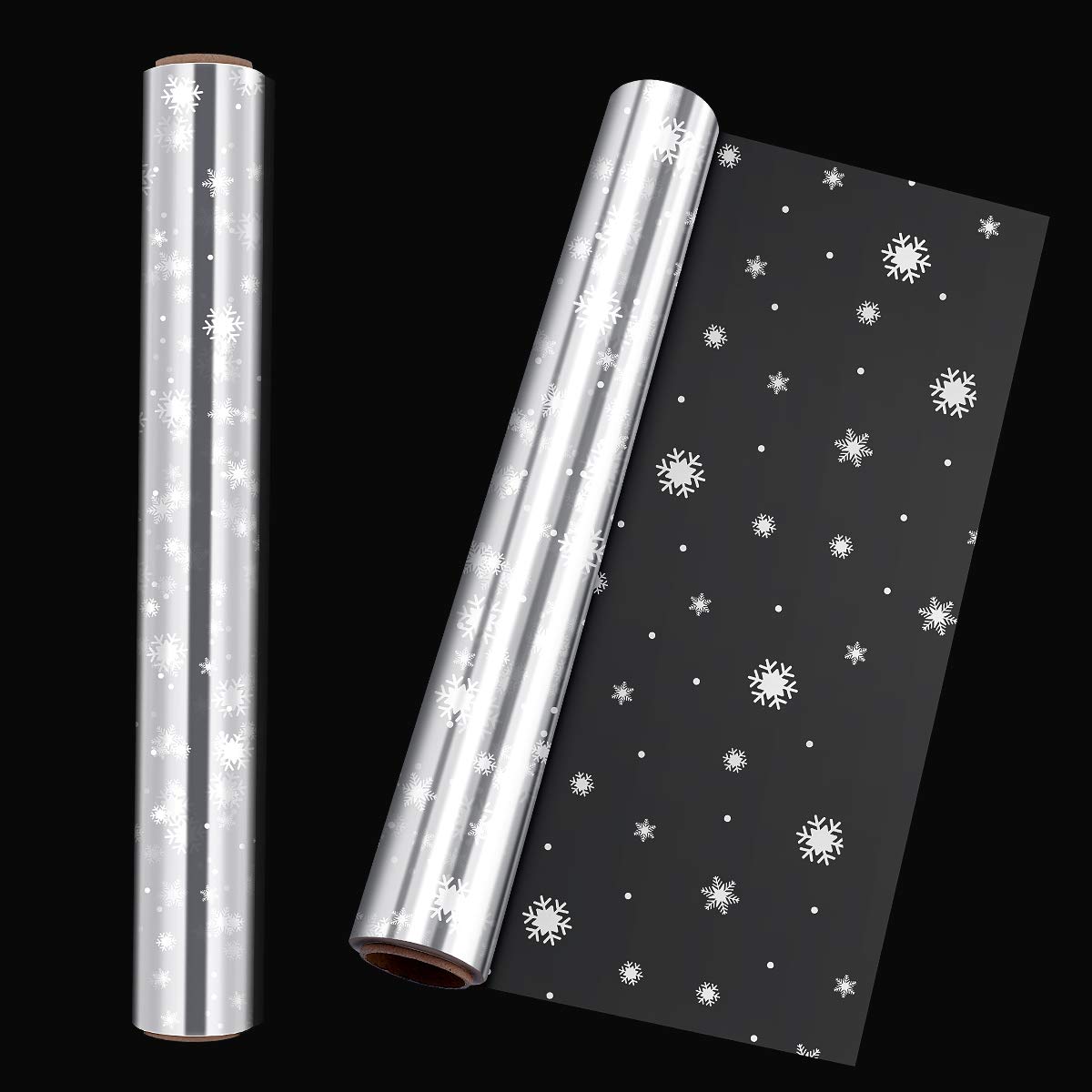 Christmas Clear Cellophane Wrap Roll 3 Mil Thickness Cellophane Wrap Roll Snowflake Decorated Wrapping Bags for, Baskets, Arts & Crafts, Treats, Wrapping (3000x80cm)