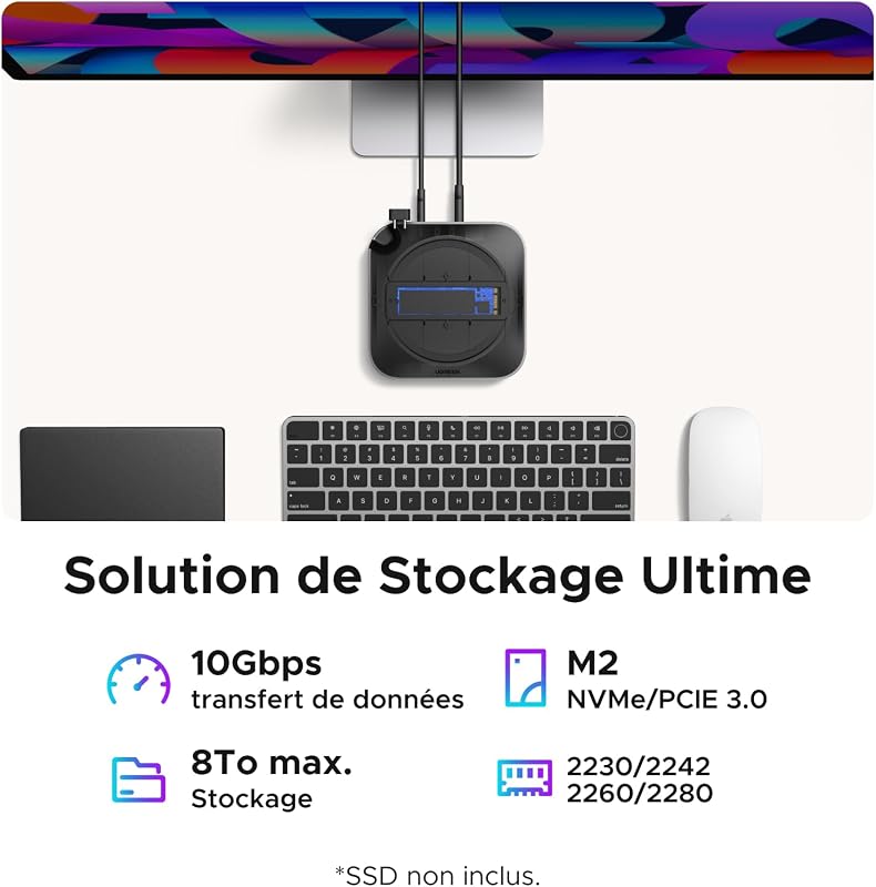 Docking Station Hub USB C et Support pour Mac Mini M4 et M4 Pro