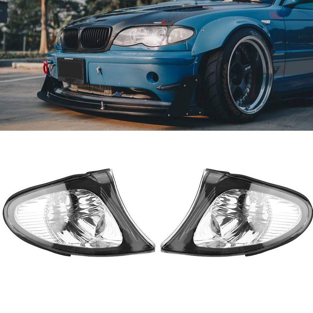 Photo 1 of (UNTESTED) Clear Corner Signal Light,1 Pair Turn Signal Corner Light Lamp Lens Replacement For BMW E46 3-Series 4DR 2002-2005 Sedan Clear Corner Parking Marker Light Lens