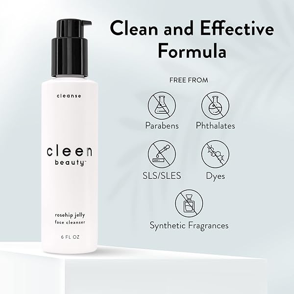CLEEN BEAUTY ROSEHIP JELLY FACE CLEANSER | JELLY FACIAL CLEANSER WITH ROSEHIP OIL & ROSE WATER | FACE WASH FOR WOMEN | GENTLE FACE CLEANSER FOR WOMEN – PARABEN FREE | ROSEHIP FACIAL WASH (6 FL. OZ)