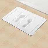 SURPBOX Diatomaceous Earth Stone Bath Mat, 24" x 15" Non-Slip Super Absorbent Diatomite Mat for Bathroom, Quick Dry Floor Mat Easy to Clean, White
