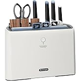 Smart Cutting Board and Knife Set,Self Cleaning Cutting Board and Knife Set with 4 Stainless Steel Knives,3 Color Coded Cutting Boards,10 Pairs of Chopsticks and 1 Pair of Scissors