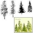Hying Pine Trees Leaves Clear Stamps for Card Making, Forest Trees Rubber Stamps Gungle Tree Wood Transparent Stamp Seal for Crafting DIY Scrapbooking Photo Album Decorations