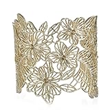 eManco Handmade AdjustableVintage Hollow Cuff Bangle Barcelets for Women Opening Wide Crystal Flower Jewelry