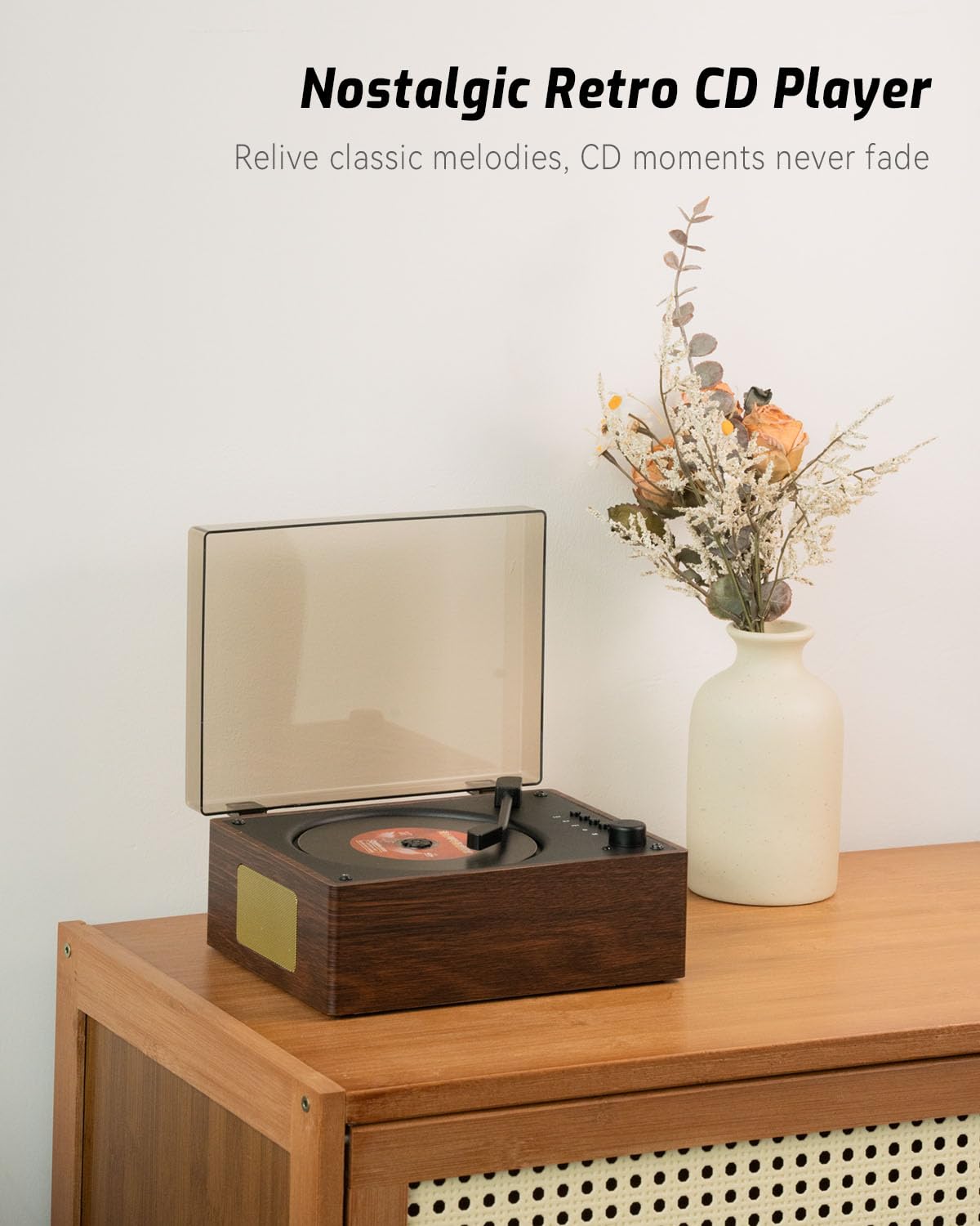 Portable CD Players for Home Retro: Hi-Fi Bluetooth Music Speaker Built-in Battery Remote Control Support AUX/USB BGM Player for Home Décor Gifts for Retro Enthusiasts