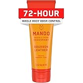 Mando Whole Body Deodorant For Men - Invisible Cream - 72 Hour Odor Control - Aluminum Free, Baking Soda Free, Skin Safe - 3 Ounce Tube (Bourbon Leather)