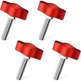 4Pcs 1/4"-20 x 1 Threaded Thumb Screw, Red Adjustable Tee Wing Aluminum Knob Stainless Steel Standard/Coarse Thread