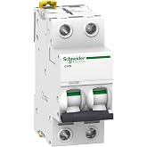 Schneider Electric A9F74232 IC60N Circuit Breaker, Acti9, 2P, 32A, Curvature C, 50/60 Hz, White