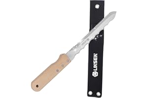 PAXLINSEN Stainless Steel Garden Knife with Wooden Handle, Double Side Utility Sod Cutter Lawn Repair Garden Knife with Nylon Sheath