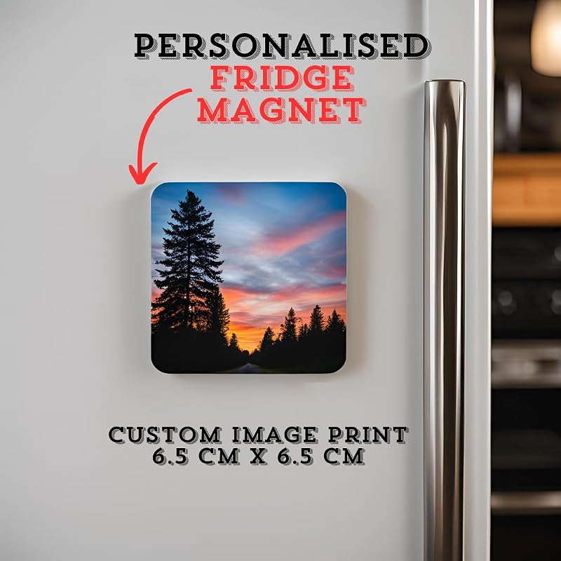 Personalised Fridge Magnet Square 6.5cm x 6.5cm with Photo or Logo