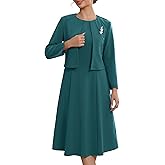WOMLAYOUT Women's Wedding Guest Suit Dress Two Pieces Sets Formal Sleeveless Dress and Crop Blazer Shrug