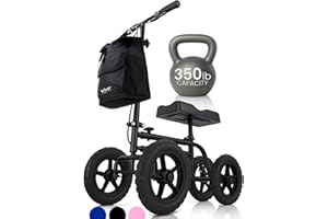 Vive Mobility All Terrain Knee Scooter Walker for Foot Injuries - Adult Broken Leg Crutch Cart Roller for Surgery, Broken Foot, Ankle Injury - Kneeling Rolling Steerable Seated Wheel Scooter Aid