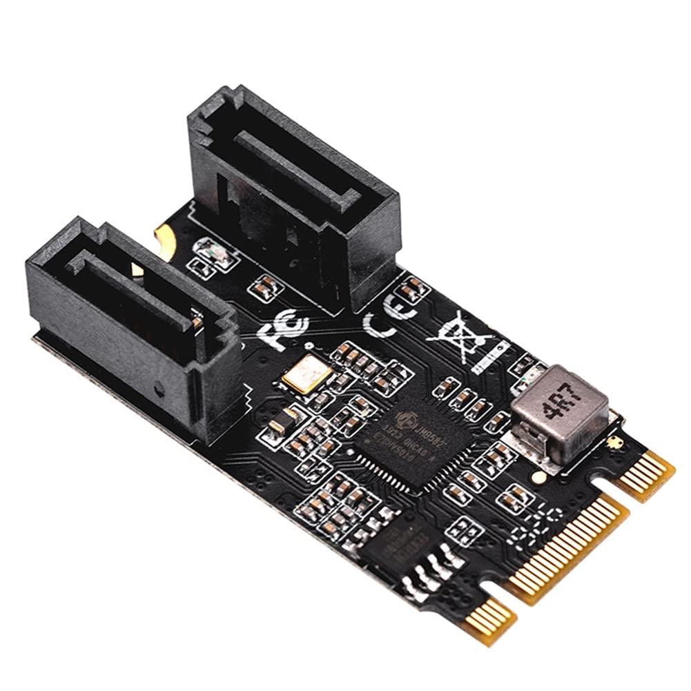 Hopbucan M2 PCIE NVMe SATA6G 2 Port III 6Gb/S M.2 22X42 M Key and B Key Controller Adapter Card JMB582