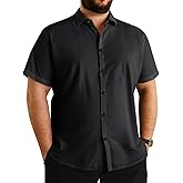 Runcati Mens Big and Tall Shirts Button Down Short Sleeve Plus Size Shirt Casual Summer Beach Vacation Tops