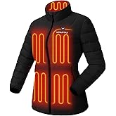 Venustas Women's Lightweight Heated Down Jacket with Battery Pack, Recycled Electric Puffer Coat, 90% Down Heated Clothing
