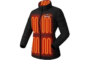 Venustas Women's Recycled Heated Down Jacket with Battery Pack, Lightweight Electric Puffer Coat, 90% Down Heated Clothing