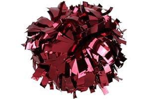 ICOBUTY Metallic Cheerleader Cheerleading Pom Poms 6 inch 1 Pair 2 Pieces (Maroon)