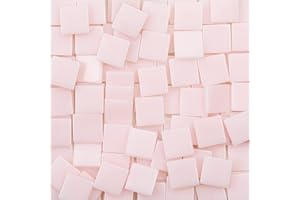 OAKBUD 1x1 cm Resin Glass Mosaics Pieces Stained Glass, Assorted Colors and Square Shapes, 100pcs/25g (Cherry Blossom Pink)