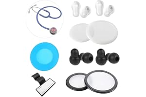 XIEXIECARE 14Pcs Littmann Stethoscope Accessories Replacement Parts, 4 Pairs Soft Stethoscope Ear Tips Pieces Earplug Earbud Replacement Diaphragm Drum Cover for Littmann Cardiology Classic Stethoscope Name Tag