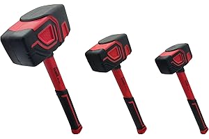 HOUSERAN 3-Piece Rubber Mallet Set - 10oz, 20oz & 36oz Heavy Duty Hammers with Soft Rubber Handles for Flooring & Soft Blow Tasks