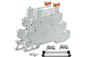 ZJWZJH 2Pcs Miniature Power Relay DC 24V HF41F/24-ZS 5 Pin 1NO 1NC 6A SPDT with LED Indicator with Socket Base 41F-1Z-C5 with DIN Rail UL Certification