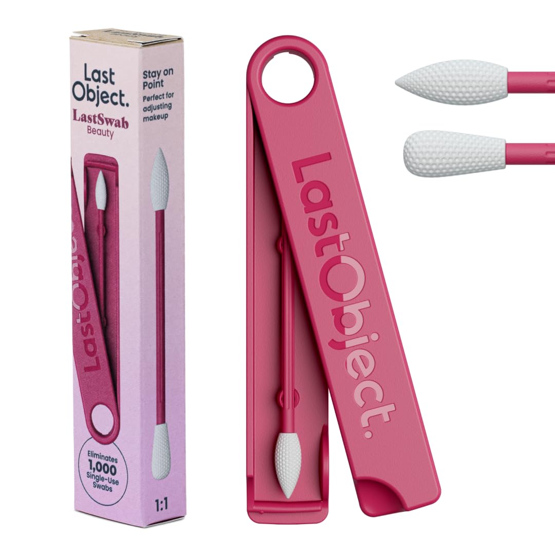 LastSwab Beauty Make-up and Reusable Cotton Swabs for Make-up Removal, Eco-Friendly, Designed in Denmark, Easy to Clean, Zero Waste Cotton Swabs (Red)