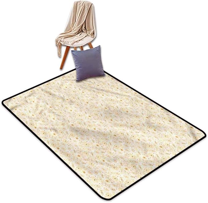 Alfombra de Dormitorio, Color Marfil y Beige Lisianthus Lilacs