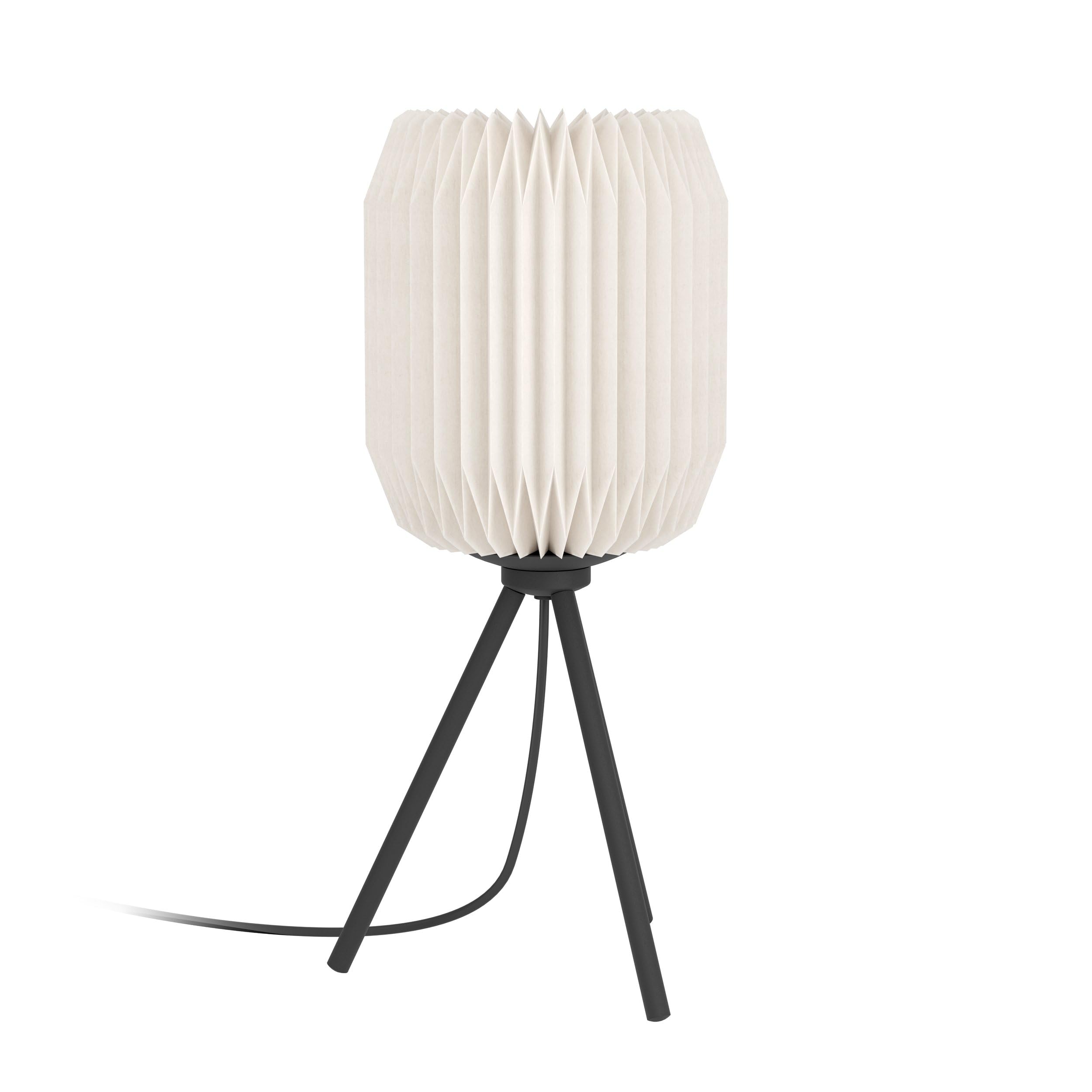 Eglo Tripod Table lamp Belgrave, Bedside lamp, Living Room and Bedroom lamp in Japanese Design, Black Metal and White Paper, Decorative Light Fixture, FSC, E27 Socket — image 1