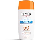 Eucerin Sun Advanced Hydration Ultra-Lightweight Face Sunscreen SPF 50 with Hyaluronic Acid & Humectants, Hydrating Sunscreen for Face, Non Comedogenic and Hypoallergenic, 1.7 Fl Oz Bottle
