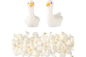 Sinbana 50pcs Mini Resin Goose, Tiny Miniature Little Resin Silly Goose Statue Figures Small Desk Animal Decor Funny Figurine
