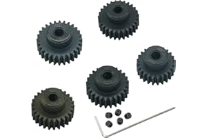 YijiaLink 5-Pack Steel 48P Pinion Gear Sets 24T 25T 26T 27T 28T with Screws for 3.175mm (1/8-Inch) Shaft 1/10 RC Car Brushless Brush Motor