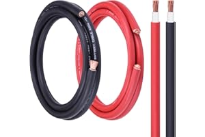 iGreely 2 Gauge Wire Welding Battery Pure Copper Cable, Upgraded Heavy-Duty Flexible Insulation 2 AWG Battery Cable for Car, Solar, Marine, Auto, Generator and Inverter-10 Feet Each Black&Red