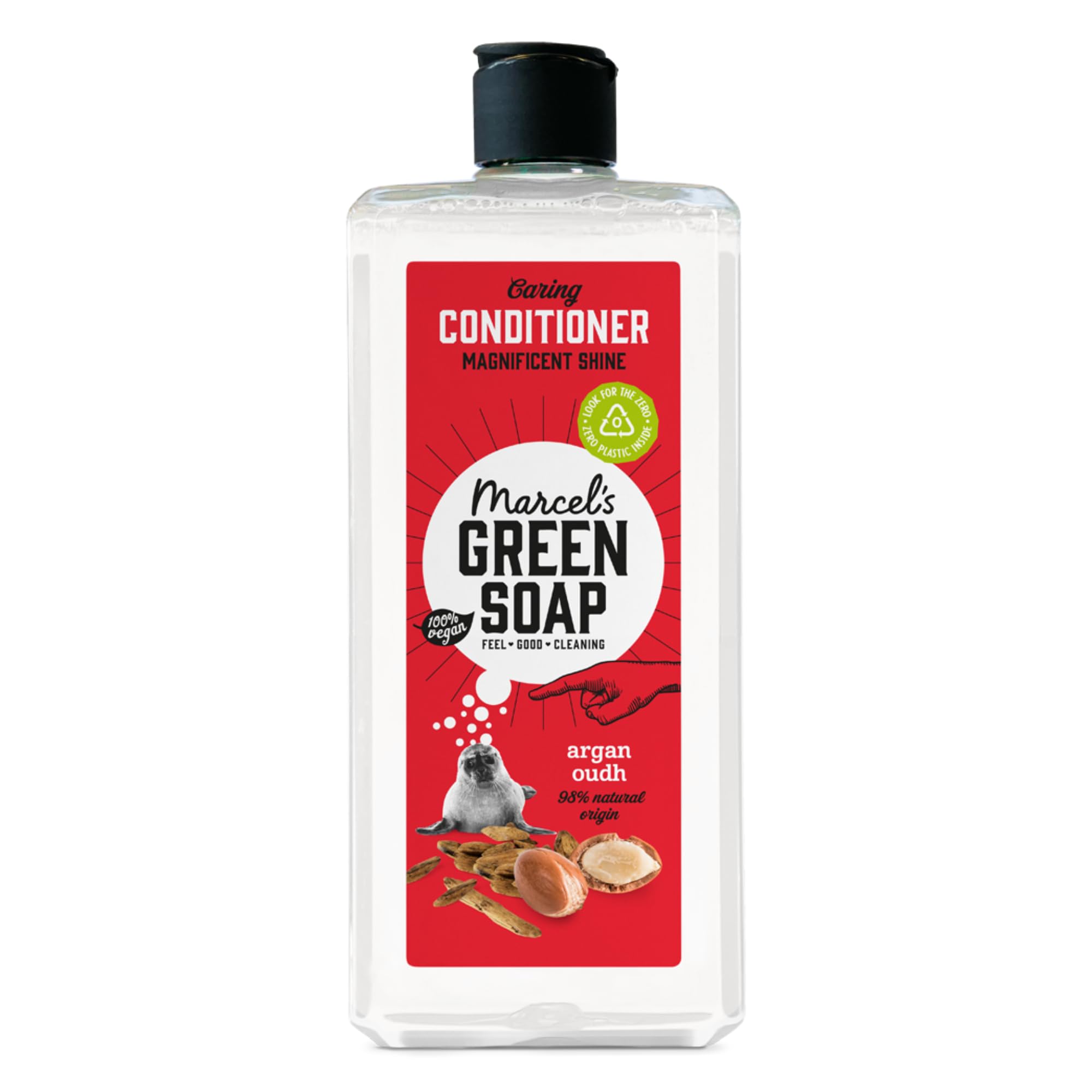 Marcel's Green Soap - Caring Conditioner Argan & Oudh - Liquid Hair Conditioner - 100% Recycled plastic bottle and cap - 98% Natural ingredients - Vegan - 300 ml