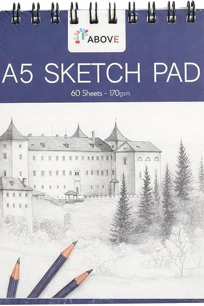 1ABOVE Artists Sketch Pad 170gsm 60 Sheets A5 Spiral Bound