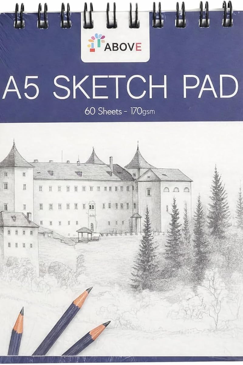 1ABOVE Artists Sketch Pad 170gsm 60 Sheets A5 Spiral Bound